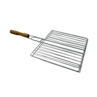 Importclick - Parrilla Asado Rejilla Metal Mango Madera 40X22 Cm