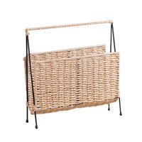 Magideal - Cesta De Pie Para Almacenamiento De Libros Tejidos, Estante De 35X6X36Cm, Soporte De Metal Multiusos, Rústico, Para Decoración Del Hogar, Guardería,