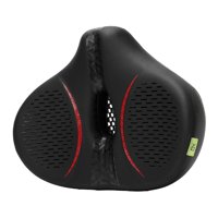 Ioensy - Asiento De Bicicleta Ancho Para Ocio, Gran Tamaño, Absorción De Impactos, Sillín De Bicicleta Grande, Negro Y Rojo