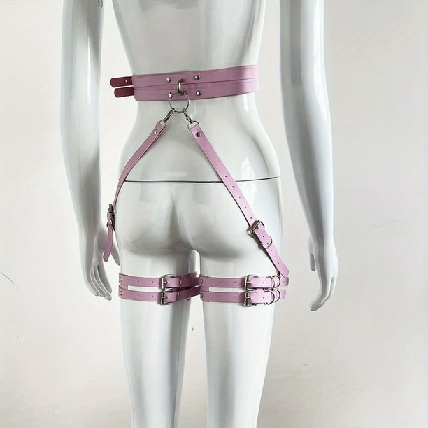 1pc Sexy BDSM Leather Harness with Thigh Garter and Sword Belt for Women - Gothic Body Stocking and Bondage Lingerie