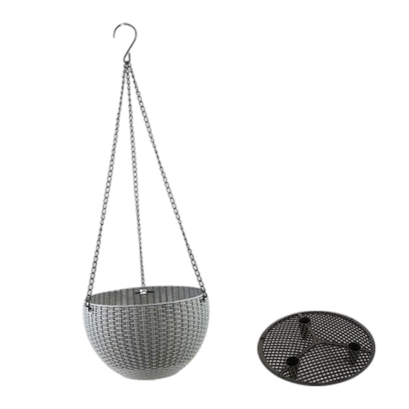 Magideal - Maceta Colgante, Cesta Para Flores, Contenedor De Almacenamiento, Depósito De Agua, Resina De Ratán Sintético Ppe, Adecuada Para Balcones, Hogares, Interiores Y Exteriores. Gris