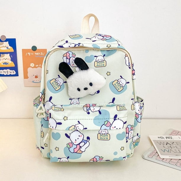 High Quality Canvas School Backpack Cute Pattern Portable Schoolbag Large Capacity Cartoon Print Travel Bag