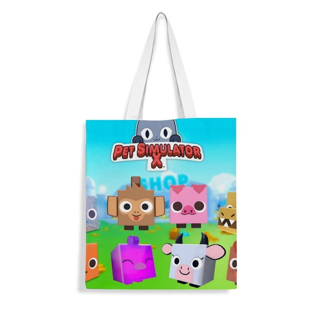 Pet Simulator Bolso de tela con estampado de lienzo para mujer, bolsa de compras reutilizable y estética, con cremallera interior, regalo para mujer, 35 × 40 cm.