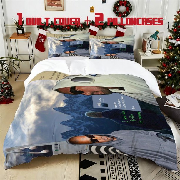 3pcs Kanye Lyrics Printed Bedding Set Soft Duvet Cover with 2 Pillowcases All Season Comfort