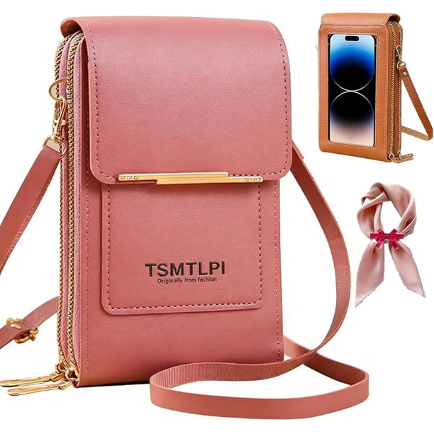 Bolso bandolera pequeño pantalla táctil 2026 mujer antirrobo cuero mensajero RFID bloqueo móvil monedero