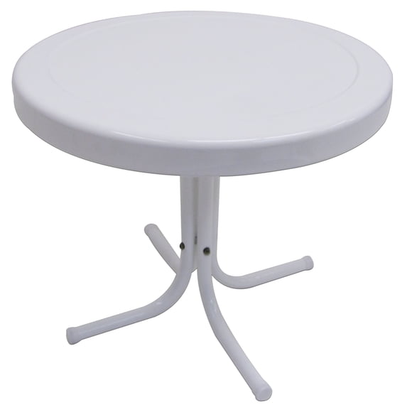 Mesa auxiliar Leigh Country, mesa redonda de metal blanco de 56 cm