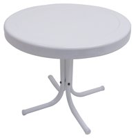 Mesa Auxiliar Leigh Country, Mesa Redonda De Metal Blanco De 56 Cm