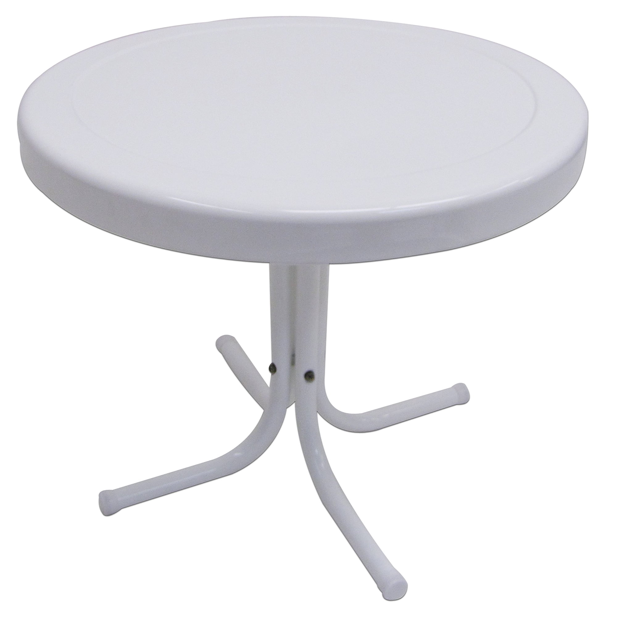 Mesa Auxiliar Leigh Country, Mesa Redonda De Metal Blanco De 56 Cm