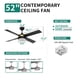 thumbnail image 4 of Ventilador de techo YITAHOME negro con luz y control remoto, 132 cm dorado, 4 of 7
