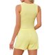 thumbnail image 3 of INSPIRE CHIC Pijamas para Mujer Camiseta sin Mangas Cuello Redondo Volante Fruncido Pantalones Cortos Elásticos Conjuntos Informales Amarillo, 3 of 6