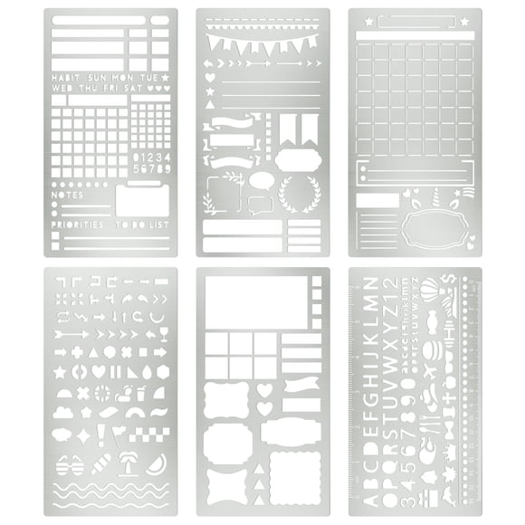 Plantillas metálicas para manualidades Bsenhe para journal y planner (6 piezas)