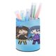thumbnail image 1 of Funneh Krew-theme Cylinder Pen Holder Pencil Organizer with Flannel Lining PVC Leather Material Cardboard Base for study work 10*8CM, 1 of 6