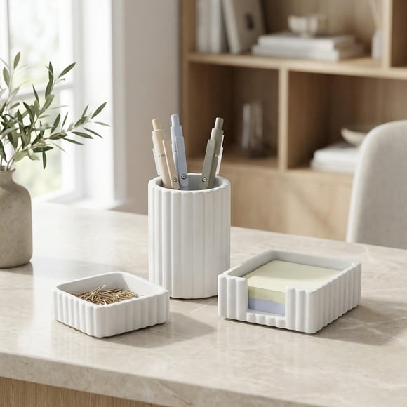 Set organizador de escritorio KIBAGA de concreto de 3 piezas, elegante