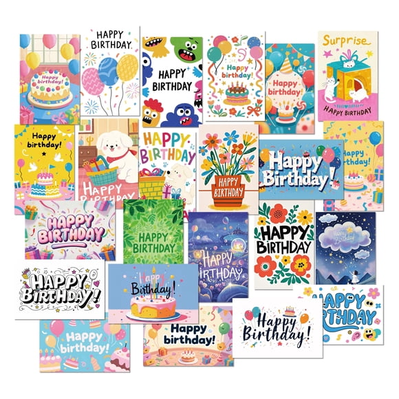 Paquete de 24 tarjetas de cumpleaños XISHIUYIS con sobres y pegatinas
