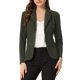 thumbnail image 1 of INSPIRE CHIC Chaqueta de Trabajo para Mujer con Solapa, Manga Larga, Traje de Chaqueta, Verde Militar M, 1 of 6