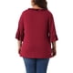 thumbnail image 3 of Agnes Orinda Talla Grande para Mujer Escuela Universidad Volante Manga 3/4 Cuello en V Negocio Elegante Casual Blusa Vestido 3X Burdeos, 3 of 6