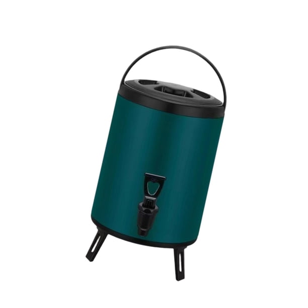 Dispensador de bebidas frías y calientes, barril aislado con grifo, dispensador de bebidas aislado, cubo para té con leche para casas de té y oficinas 10L verde