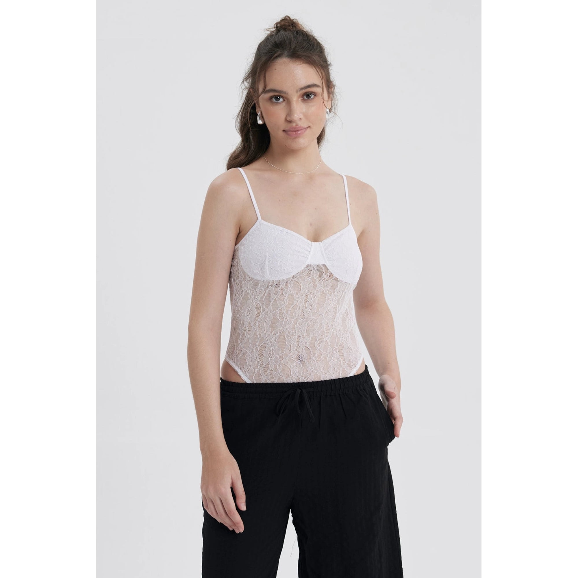 Fashionspark - Polera Mujer Body Encaje Blanco