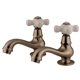 thumbnail image 1 of Grifo para lavabo Kingston Brass Heritage Classic de porcelana, níquel cepillado, 1 of 3