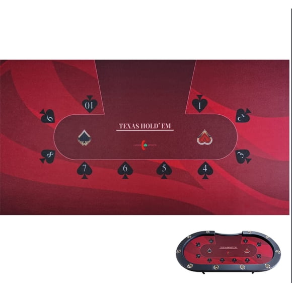 Mantel de mesa de póker Luckin Sports 274 cm x 142 cm Rojo