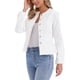 thumbnail image 4 of INSPIRE CHIC Chaqueta de Mezclilla para Mujer sin Cuello con Dobladillo Peplum, Botones, Manga Larga, Blanco Talla L, 4 of 6