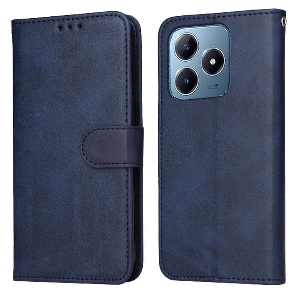 Funda Billetera para Realme Note 60 con Porta Tarjetas y Soporte Ajustable Azul