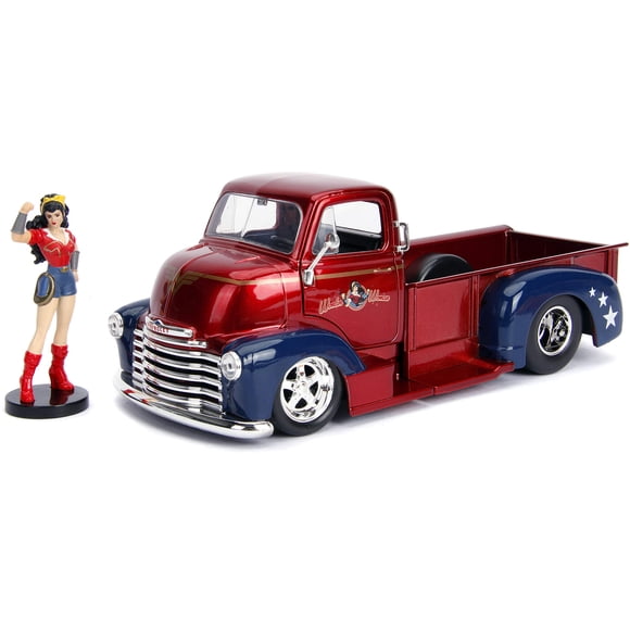 Toy Jada Coe Pickup 1952 con figura Wonder para mujer (roja)
