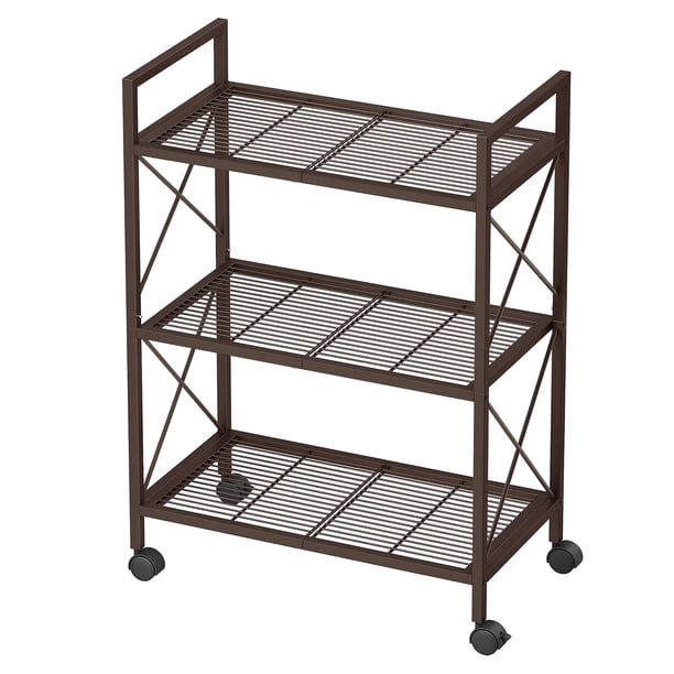 Estante de almacenamiento SONGMICS de metal de 3 niveles con ruedas de 60 x 32 x 85,5 cm, color bronce