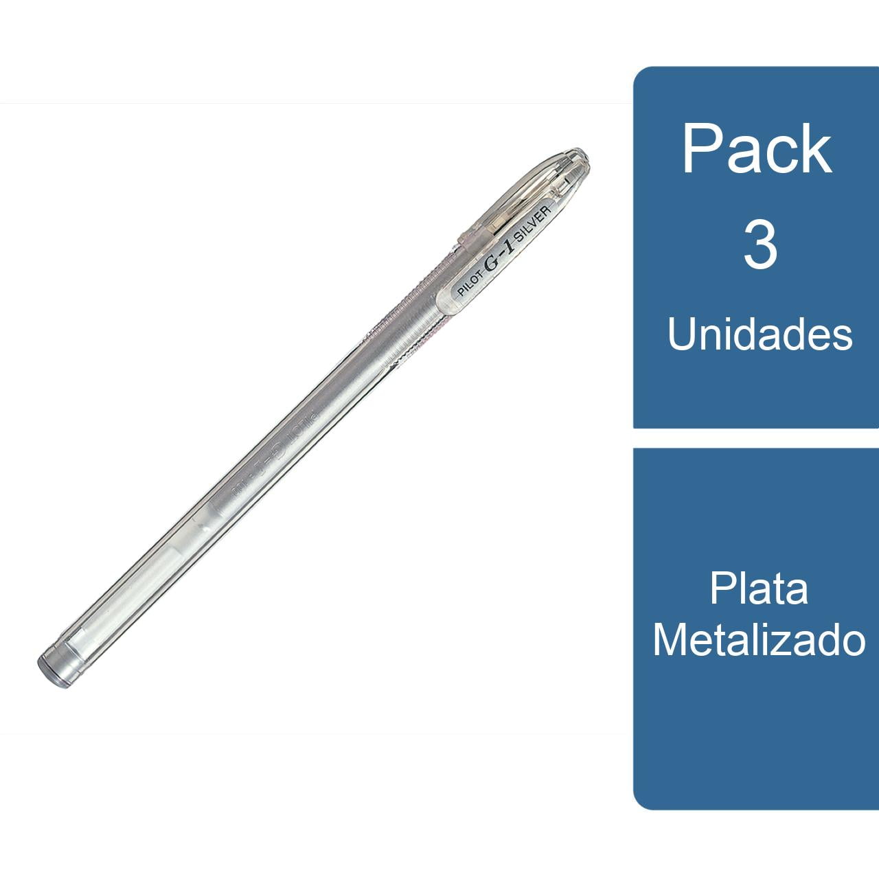 Pilot - Pack 3 Lápiz Gel G-1 0.7 Plata Metalizado