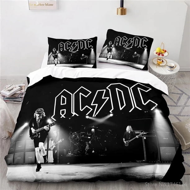 AC/DC Rock Band Bedding Set Soft Duvet Cover Set Quilt Cover Pillowcase Set Home Textile Bedclothes for Kids Adult BoysBed Sheets