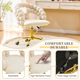 thumbnail image 5 of Silla de vanidad trasera de burbuja de terciopelo, silla de maquillaje giratoria de 360 ° de altura ajustable con base de metal de oro y ruedas rodantes silenciosas, 5 of 5