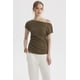 thumbnail image 1 of Polera Mujer Escote Asimétrico Texturizada Verde Olivo, 1 of 4