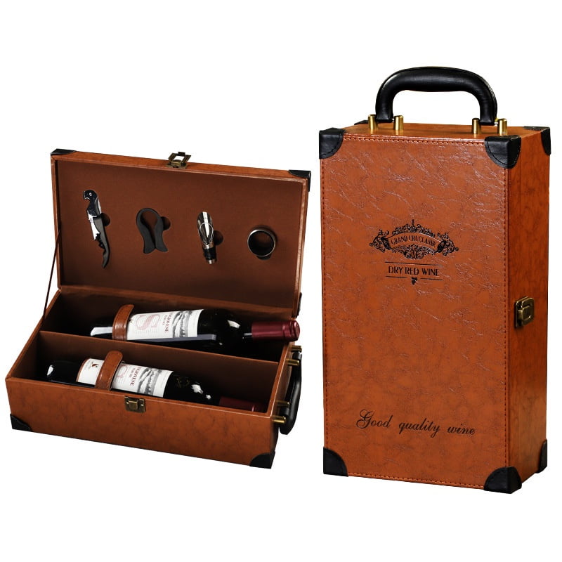Genérica - Caja De Regalo Para Vinos Maleta De Cuero Con Accesorios