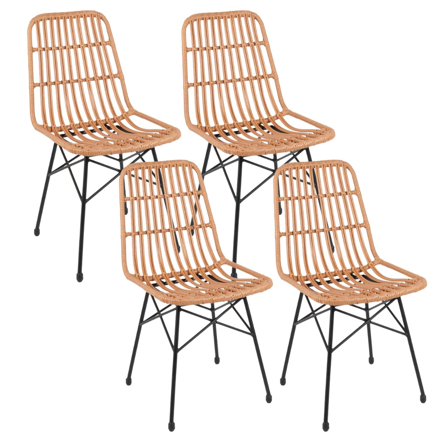 Pandalino - Pack 4 Sillas Grecia | Diseño En Rattan Color Natural Cafe