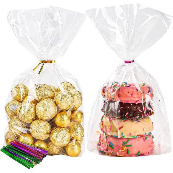 NPLUX Halloween Treat Bags, 100 Pack Gusseted Bags 6x9x2.4 in