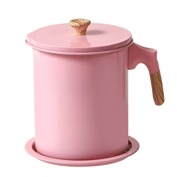 Contenedor de grasa de tocino para el hogar Tanque de almacenamiento de aceite de cocina de hierro con filtro - antiadherente