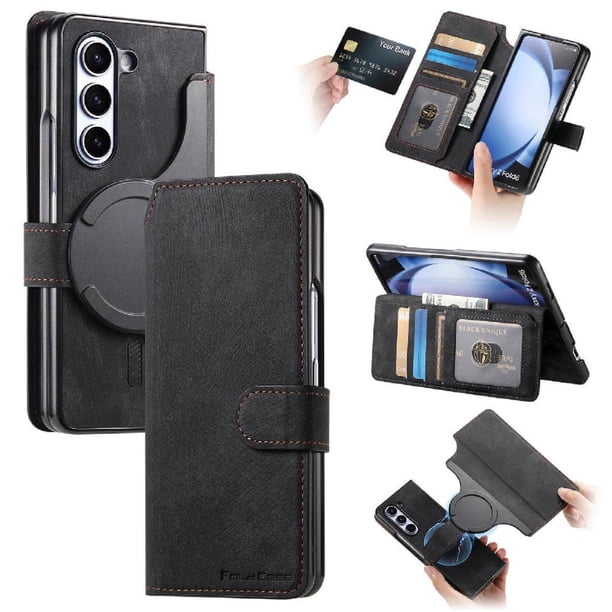 Funda Billetera Magnética para Samsung Galaxy Z Fold 6 Soporte Tarjetas Desmontable Negro