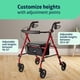 thumbnail image 3 of Rollator Walker Medline Superlight plegable de aluminio rojo, 3 of 6