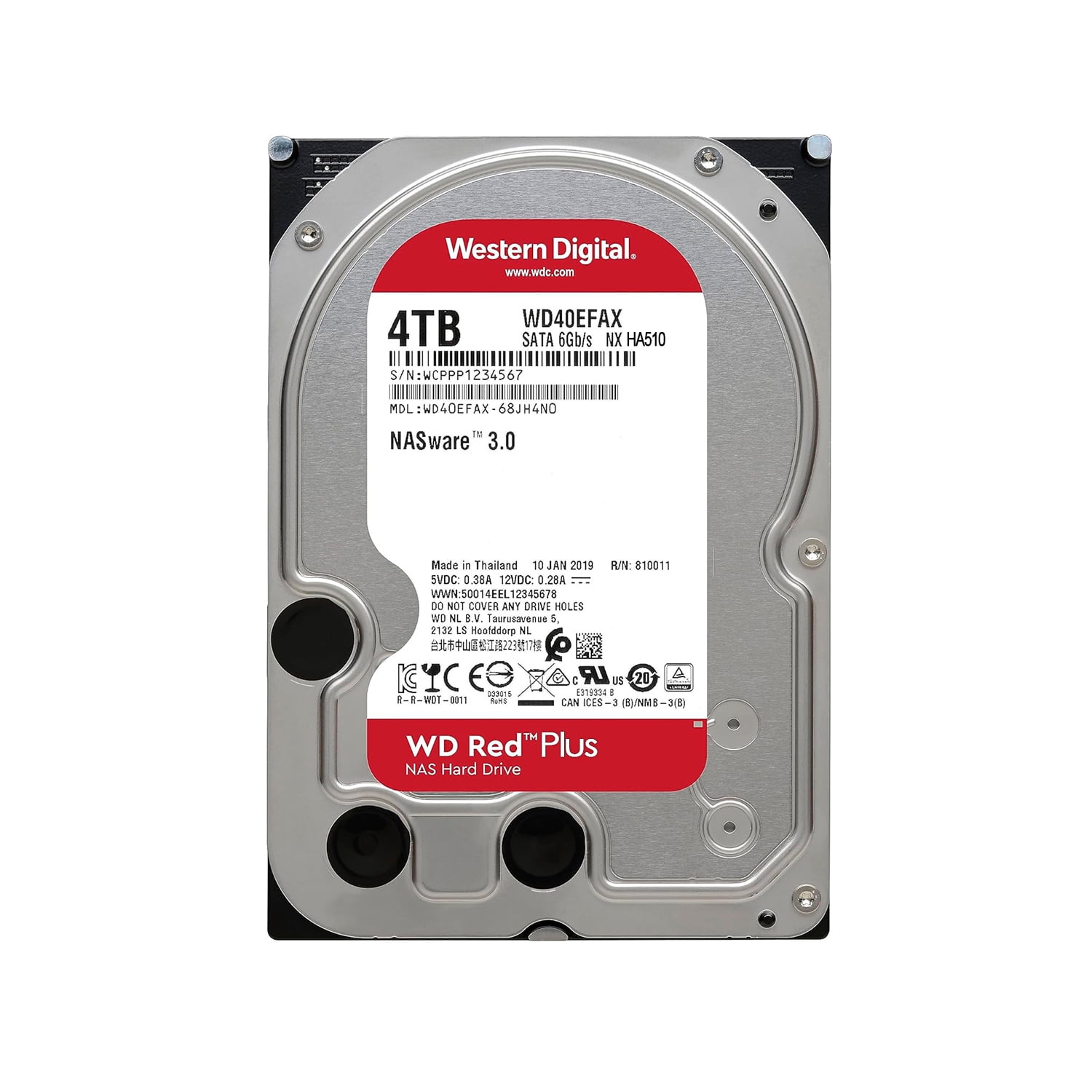 Disco Duro Interno Western Digital Red Plus Nas 4tb 3.5" Sata 3 5400rpm Cache 256mb [ Wd40efpx ]