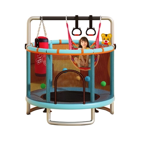 Babyluna - Mini Trampolín Cama Elástica 1.4M Con 5 Juguetes Celeste
