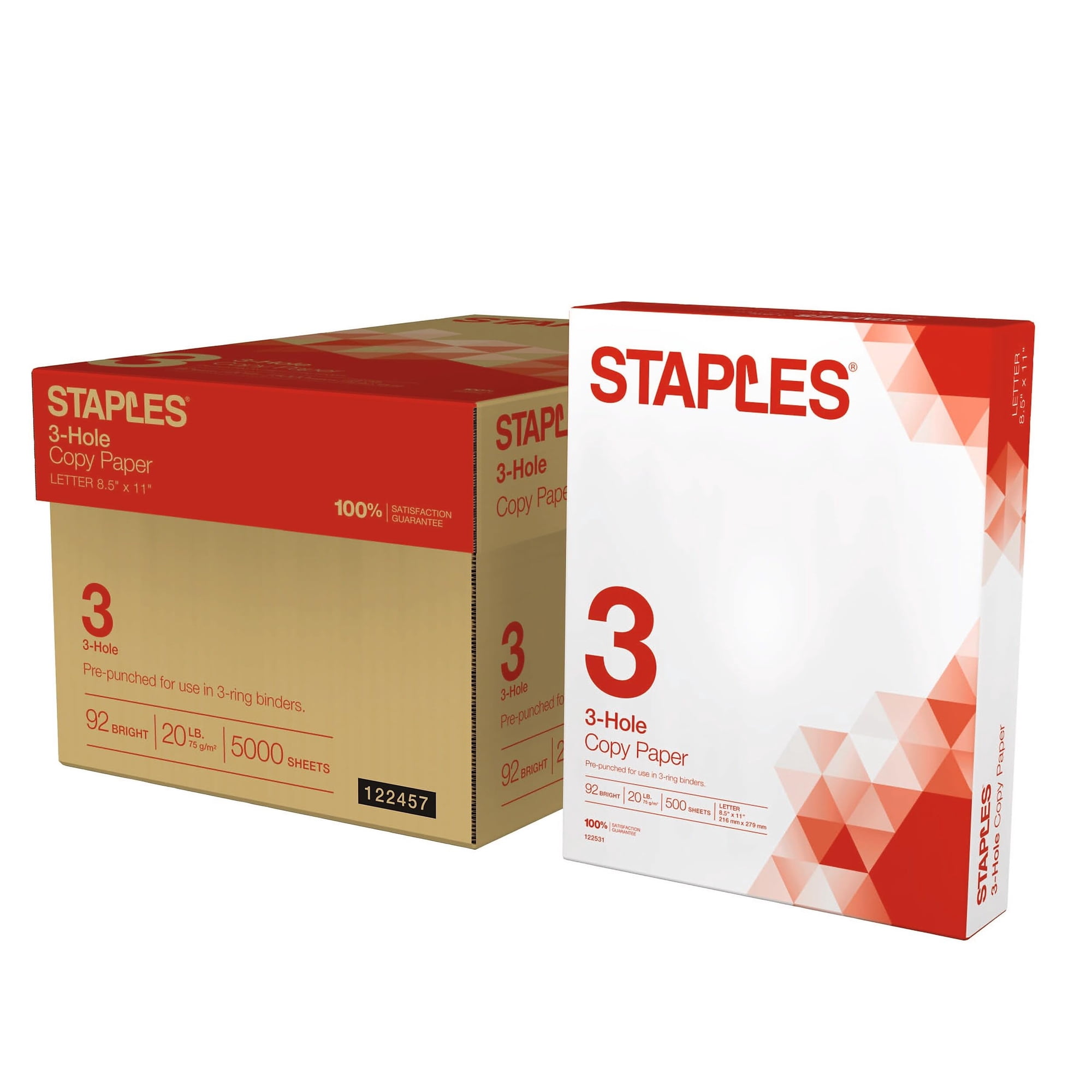 Papel Para Copias Staples 8.5x11 In Con Perforación De 3 Orificios, 5000 Hojas