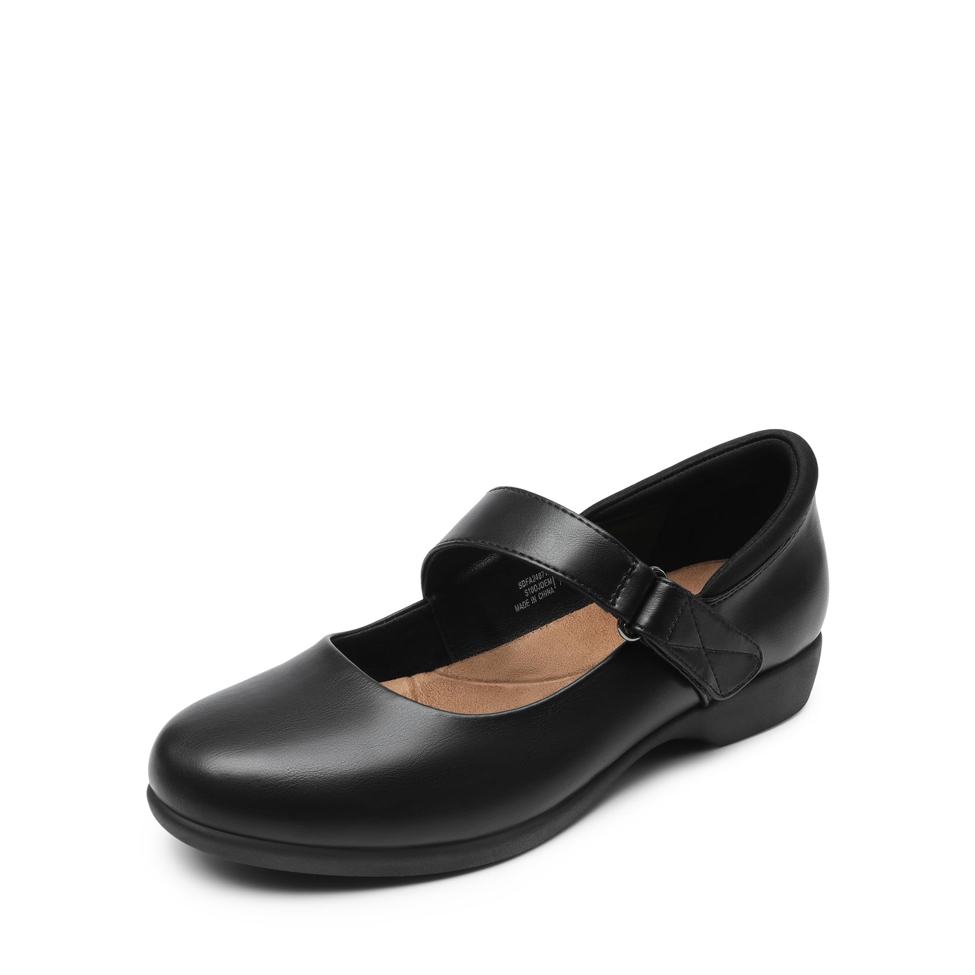 Zapatos Planos Dream Pairs Ballet Mary Jane, Piel Vegana Negra, 200 Ml