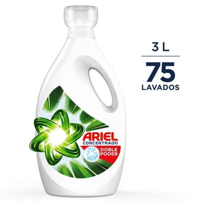 Detergente Líquido Doble Poder Concentrado Para Ropa Blanca Y De Color Botella 3 L Ariel