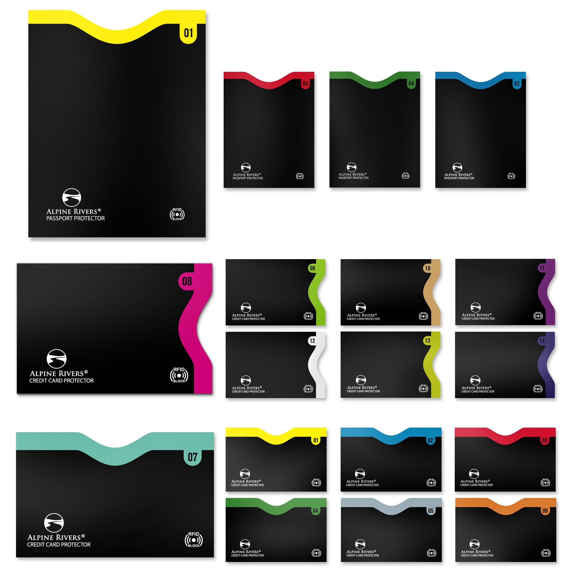 Alpine Rivers - Juego De 18 Fundas Con Bloqueo Rfid Y Fundas Para Pasaportes