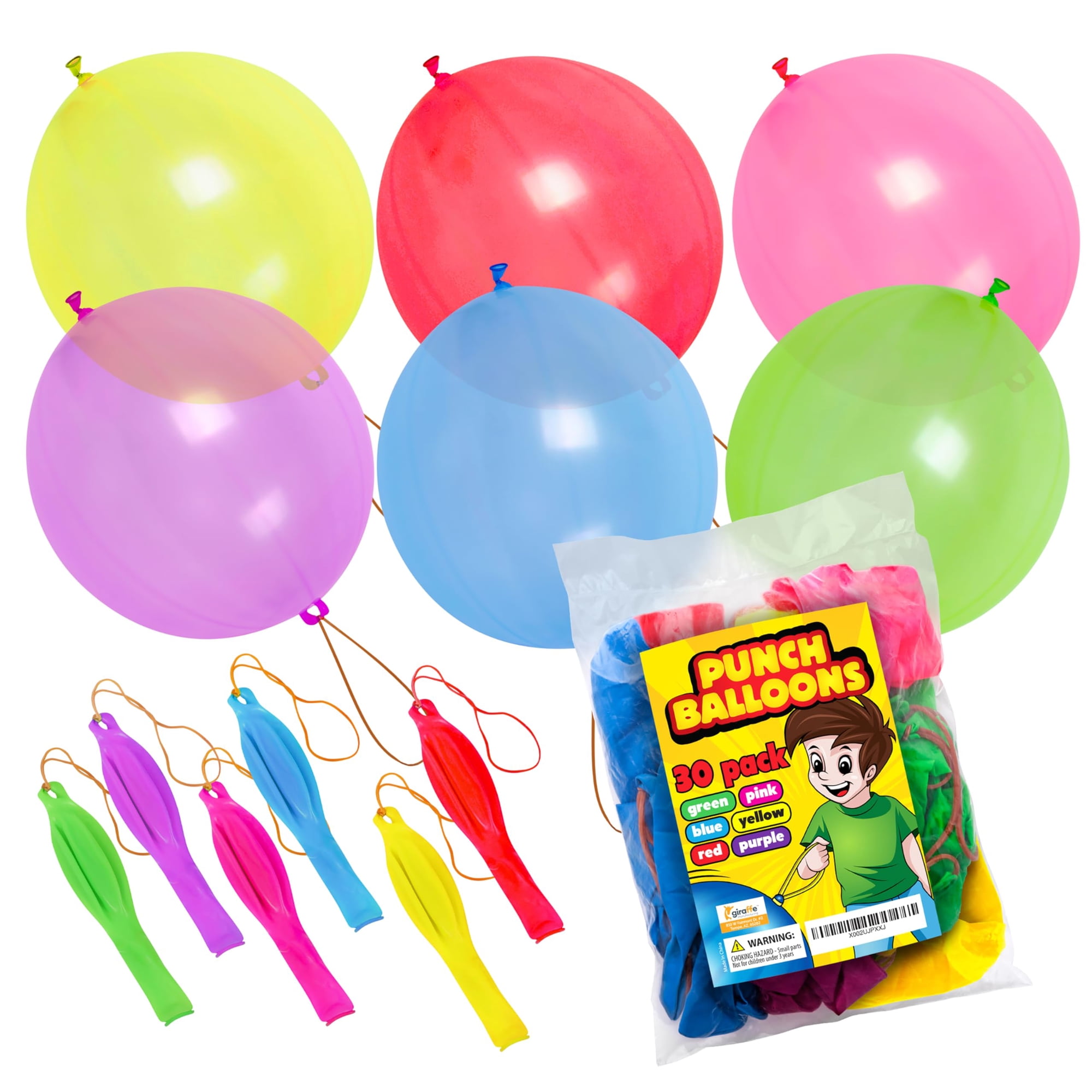 Giraffe Manufacturing - Globos Neon Punch, Paquete De 30 Unidades, Para Fiestas Infantiles De Más De 3 Años