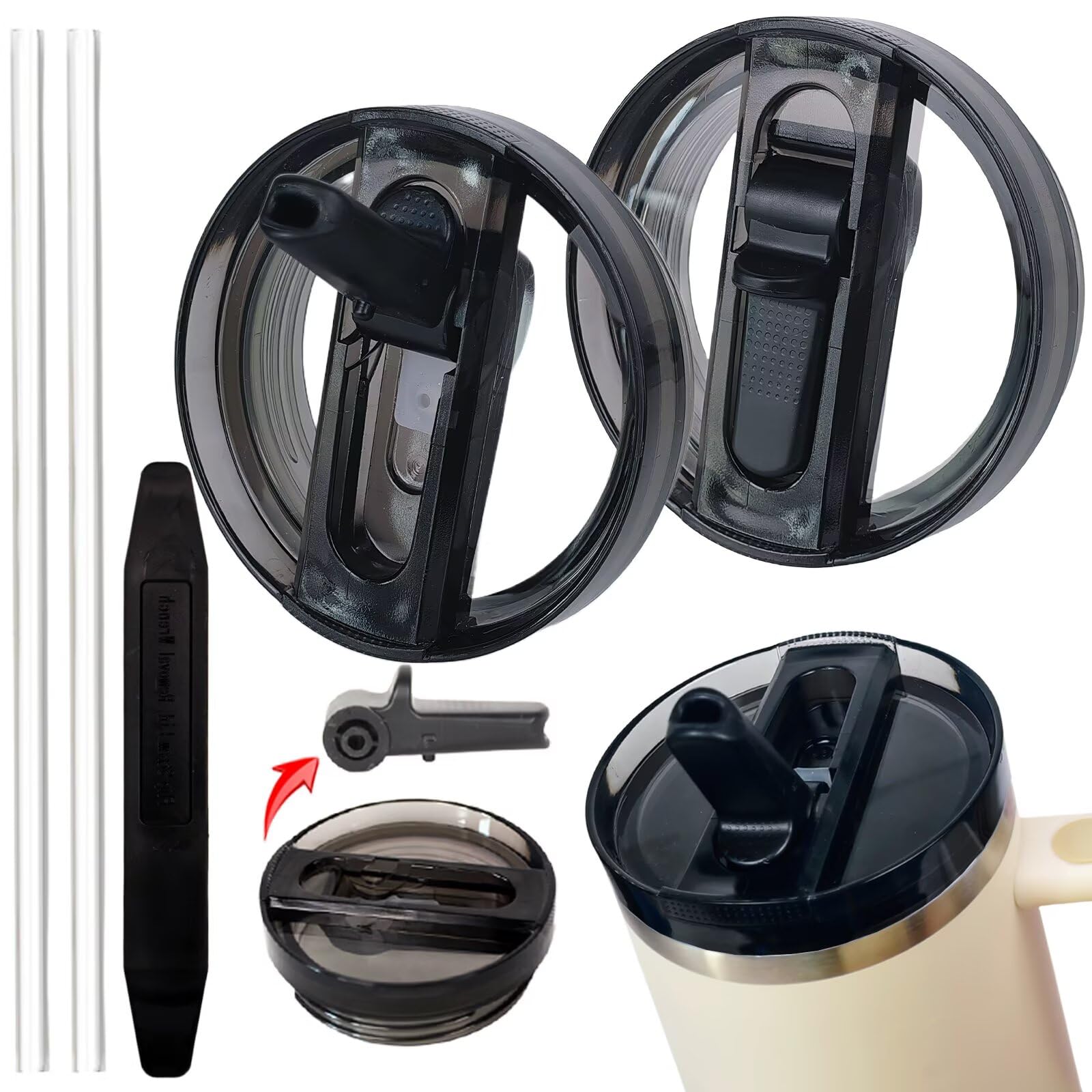 Hwhieuaik - Vaso Desmontable Con Tapa Abatible De 1200 Ml, Paquete De 2 Unidades Para Stanley