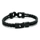 thumbnail image 1 of Pulsera hombre dijes acero negro y cuero trenzado negro, 1 of 6