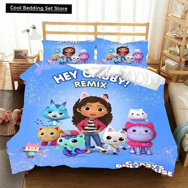 x1791 Bed SheetsGabbys D-Dollhouse Bedding Set Duvet Cover Comforter Bed Twin Full Youth Kids Girl Boys Gift Size Bedding Set 3-Piece Bedding Set (1 Duvet Cover + 2 Pillow Shams) nj1791