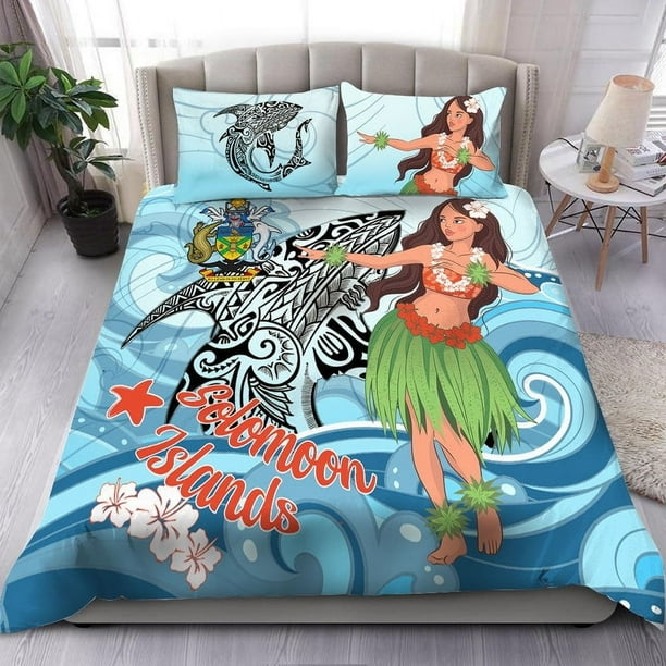 Juego de cama Islas Salomón - Polinesia Niñas con tiburón