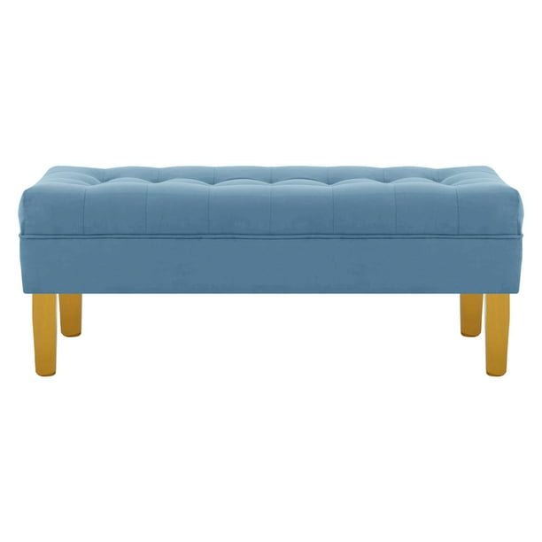 Banqueta Wood 2c Felpa 01 Azul Petroleo